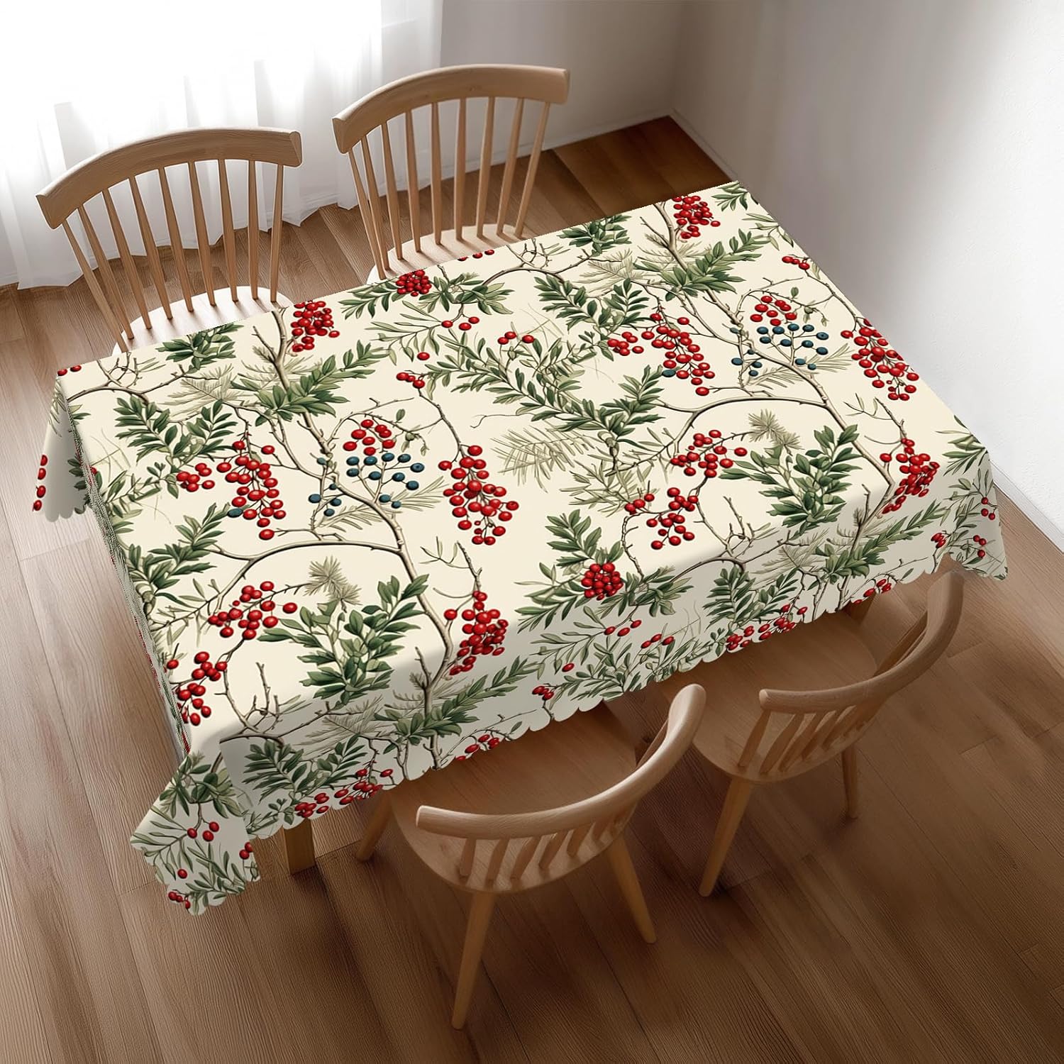 Home Textiles Premium - Tovaglia Natalizia con Bacche di Agrifoglio