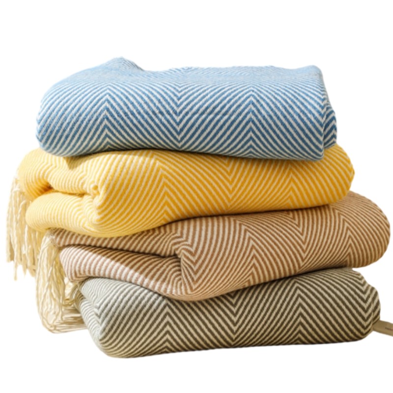 Wool Blanket Herringbone - Nordic Stripes coperta copridivano letto fine
