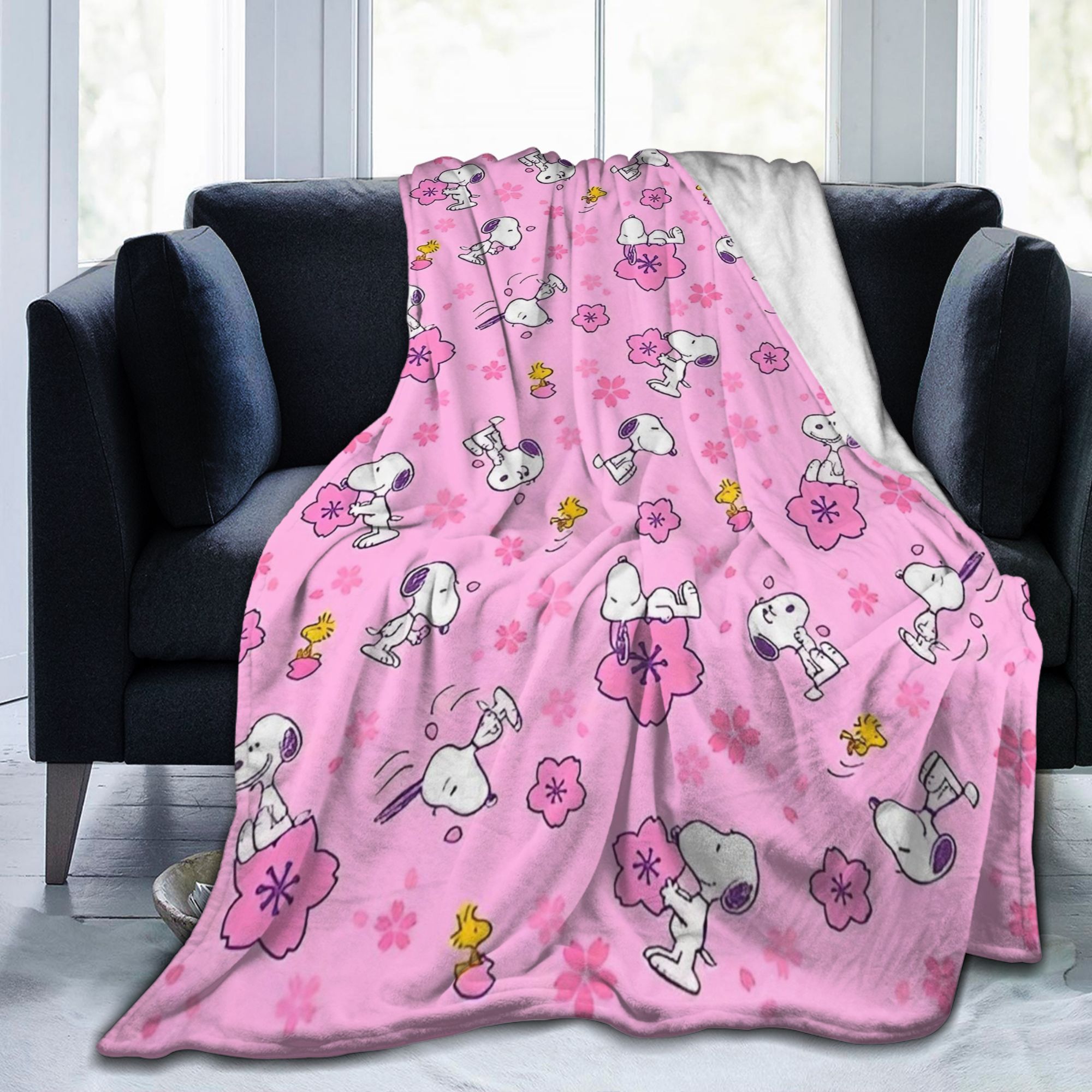 Home Textiles Blanket - Coperte in maglia rosa Snoopys Woodstock,