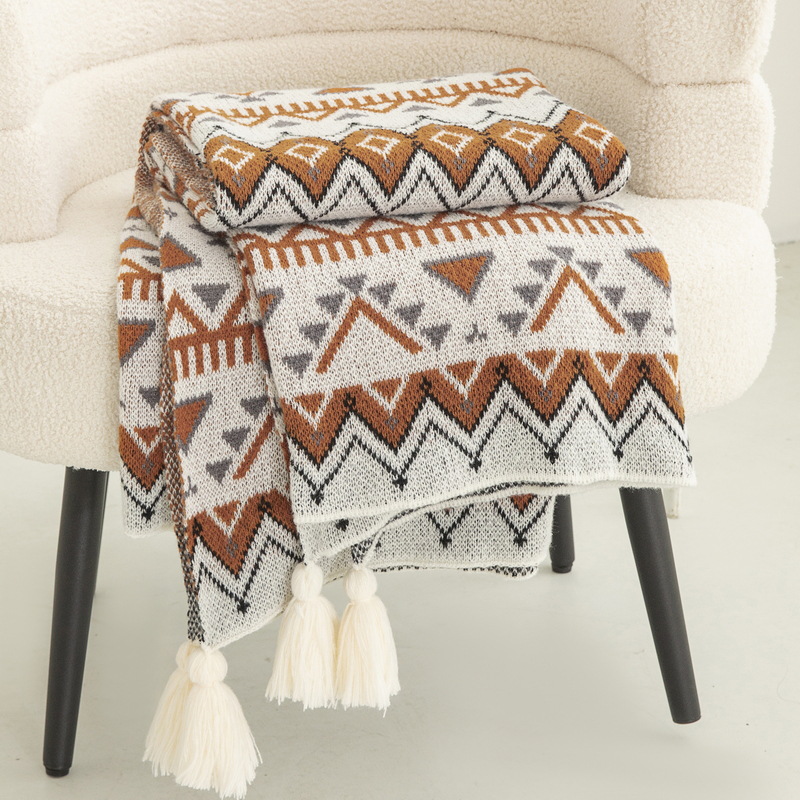 Home Textiles Europe - Coperta in Maglia Stampata Stile Bohemien,