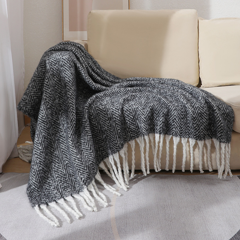 Wool Blanket Herringbone - Coperta per divano solida in stile