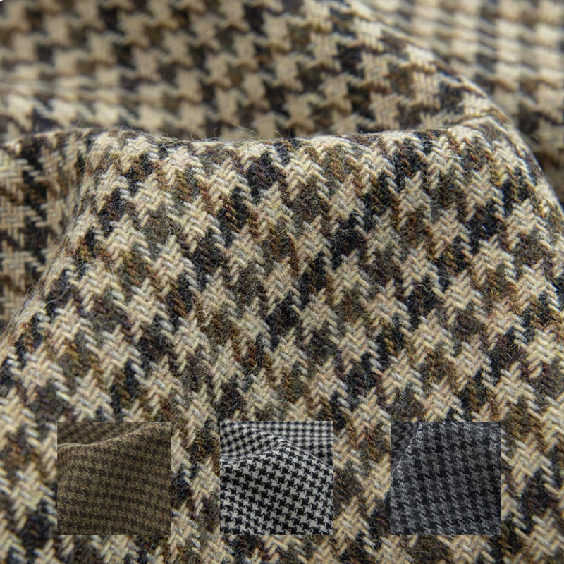 Wool Blanket Herringbone - Tessuto di tweed intrecciato tinto in
