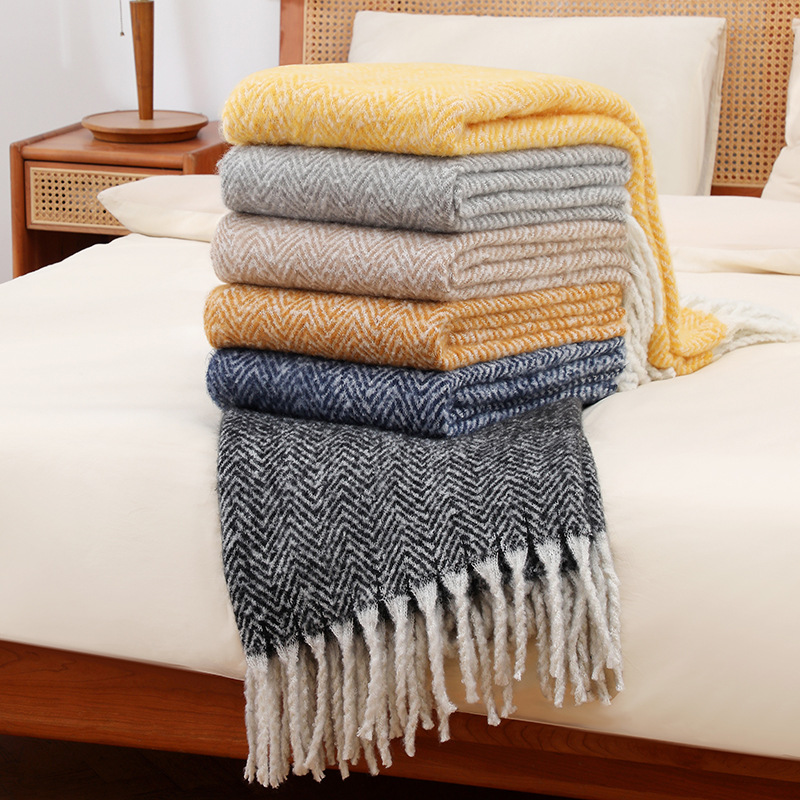 Coperta per divano solida in s - Wool Blanket Herringbone recensione e prezzo